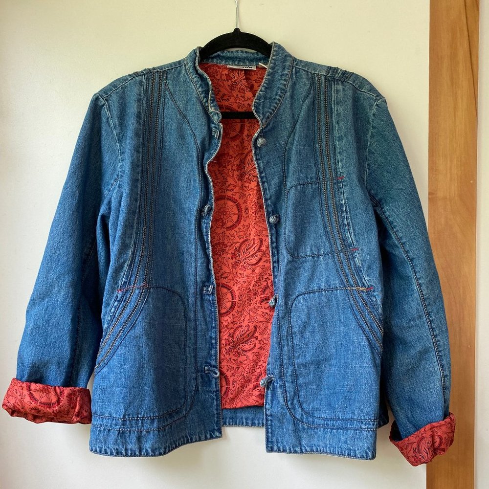 Chico's silk lined jeans jacket Size 2